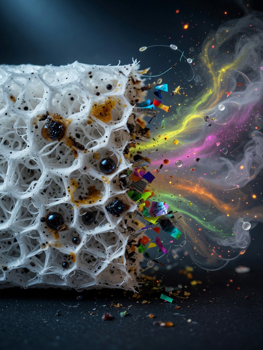 Comparative look: the cellulose acetate tow in a filter cross-section and the ventilation holes in the tipping paper