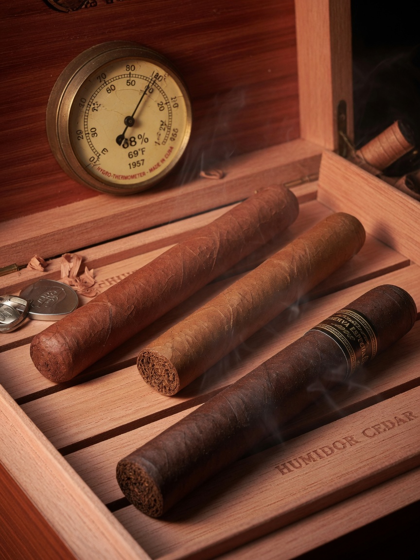 Aging finished cigars: temperature, humidity, and air circulation together shape the flavor evolution curve